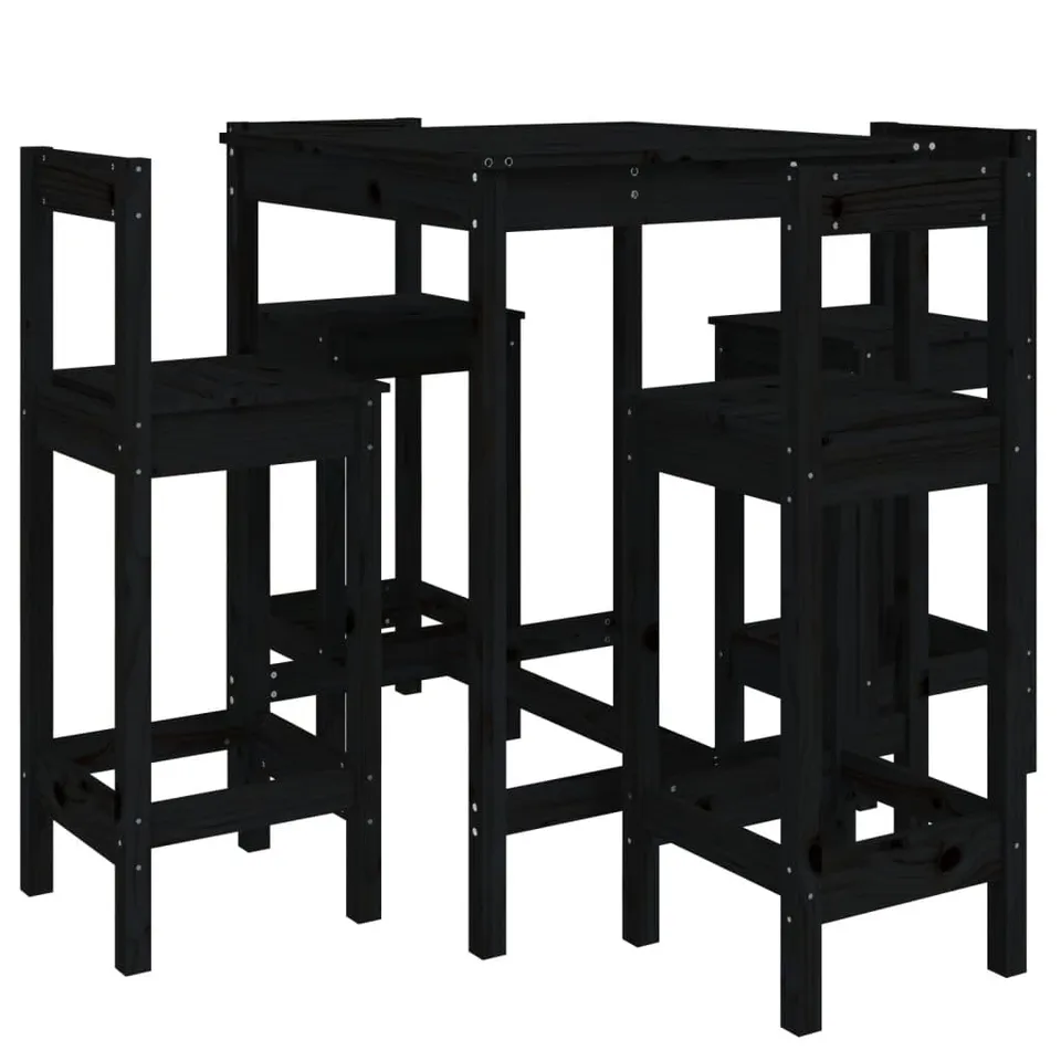 vidaXL 5-tlg. Gartenbar-Set Bartisch schwarz mit Lehne