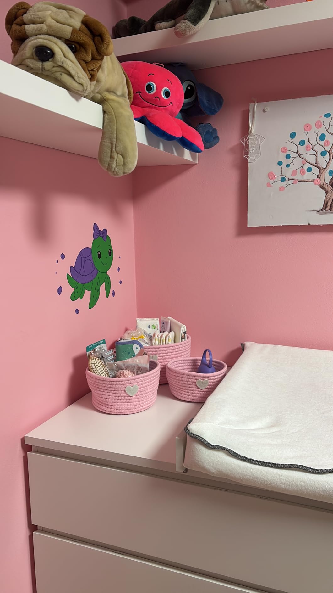 Intirilife Aufbewahrungskorb Set Rosa Herz Baumwolle 3er