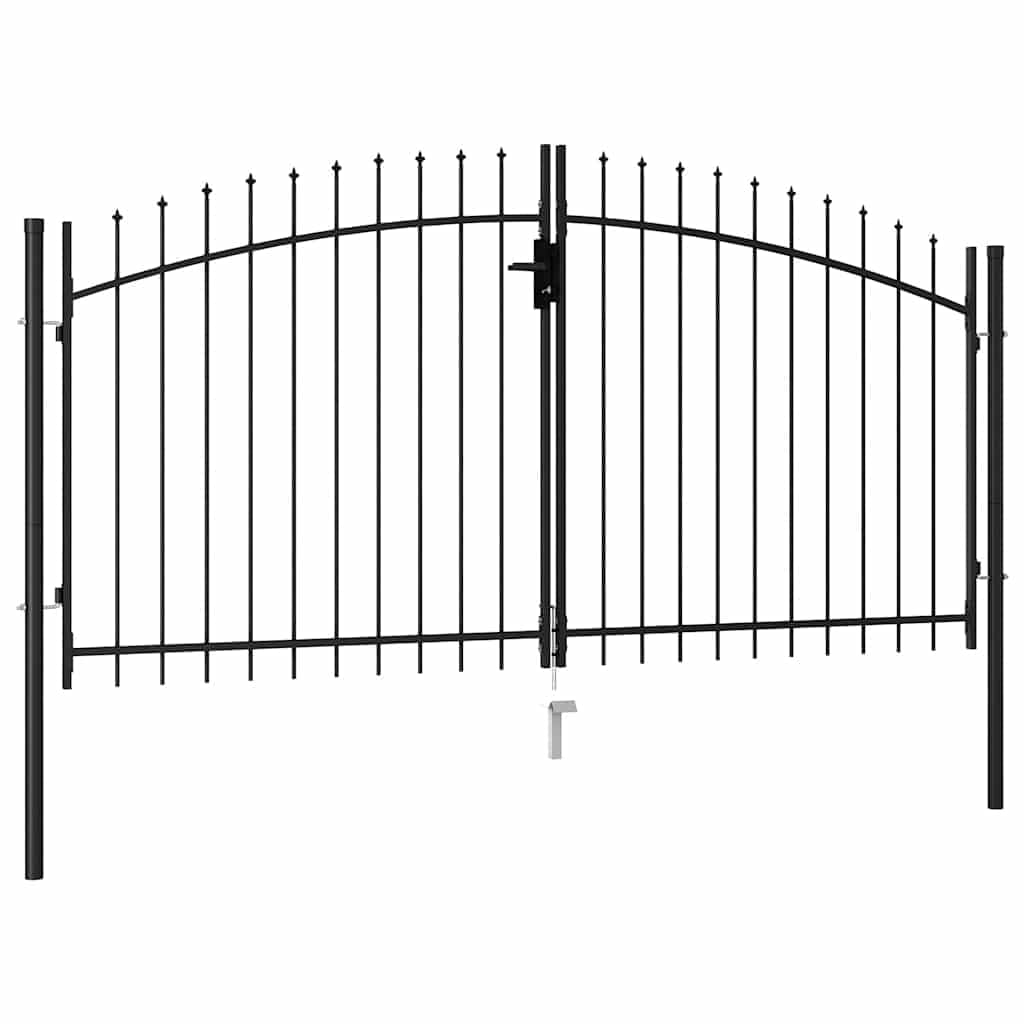 vidaXL Zauntor Stahl Schwarz 299,5x125cm Doppelflügel Tor