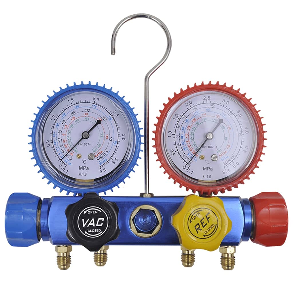 vidaXL Vierwege-Verteiler-Set Klimaanlage Manometer 4 Schläuche