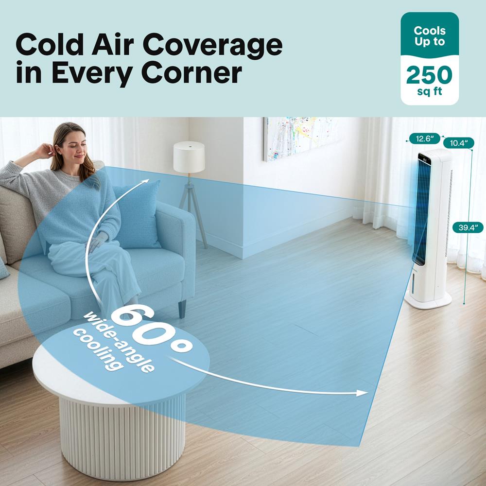 Serenelife Portable AC Luftkühler 5L Weiss Fernbedienung