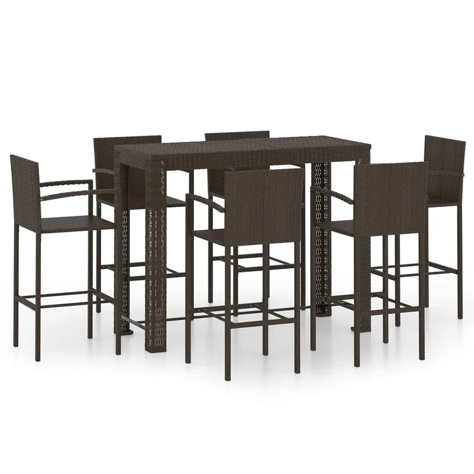 vidaXL Heim & Garten Gartenbar-Set 7-tlg braun Rattan