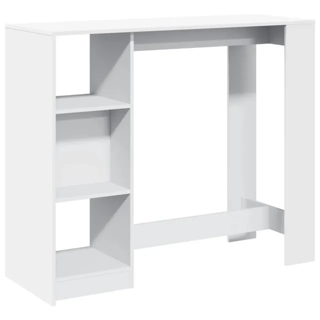 vidaXL Bartisch mit Regal Weiß 124x46x103,5 cm Holzwerkstoff