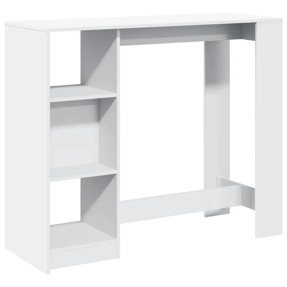 vidaXL Bartisch mit Regal Weiß 124x46x103,5 cm Holzwerkstoff