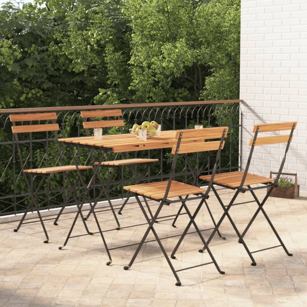 vidaXL Heim & Garten 5-tlg. Bistro-Set Akazie Klappbar