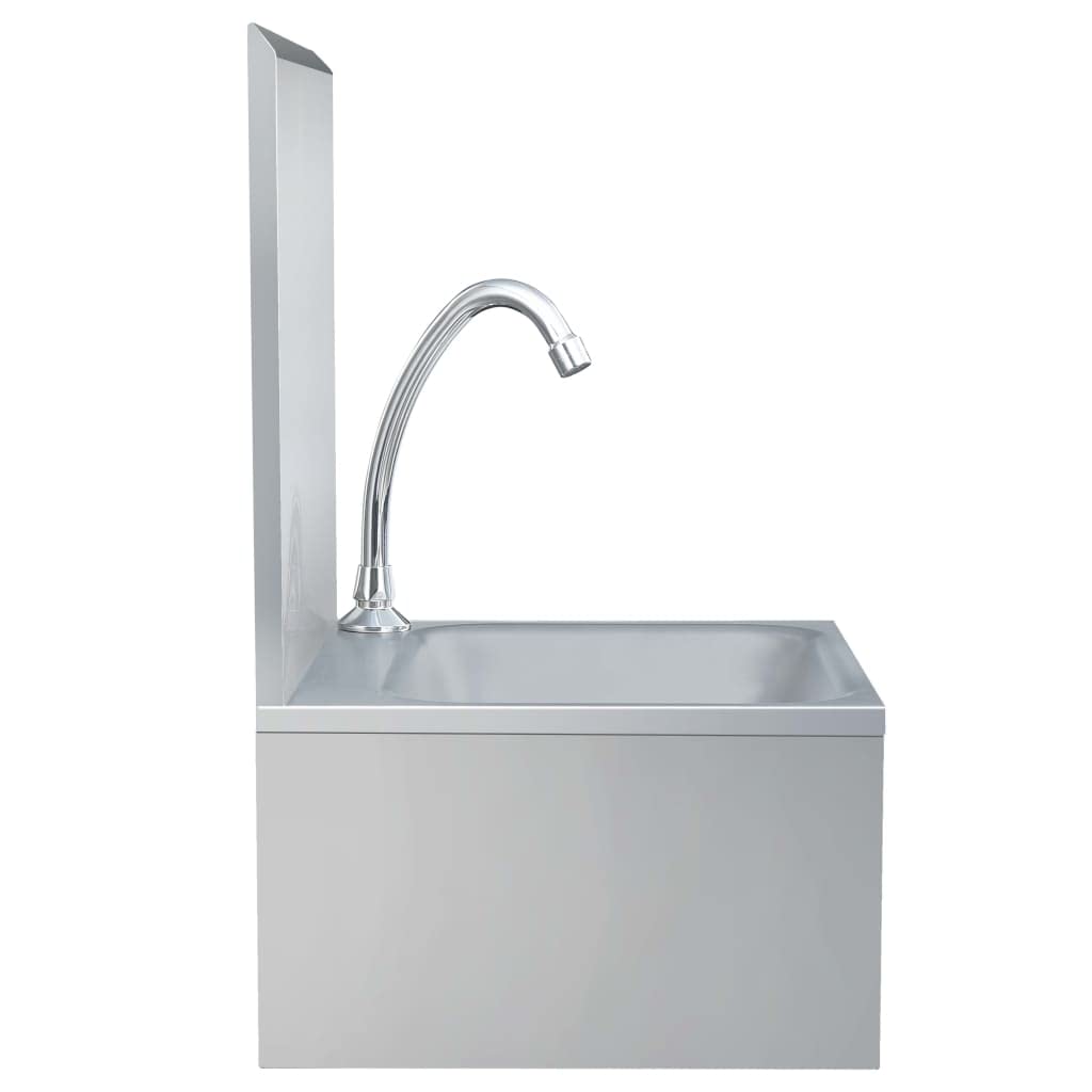 vidaXL Handwaschbecken Edelstahl Wandmontage mit Hahn Spender