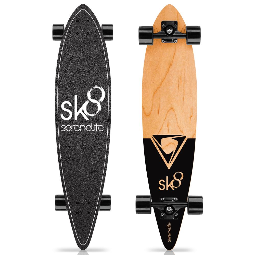 Serenelife Skateboard Mini Cruiser Komplettboard Schwarz Ahorn