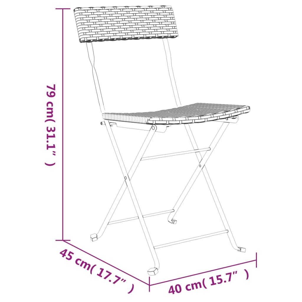 vidaXL Heim & Garten Klappstühle 4St Schwarz Rattan Stahl