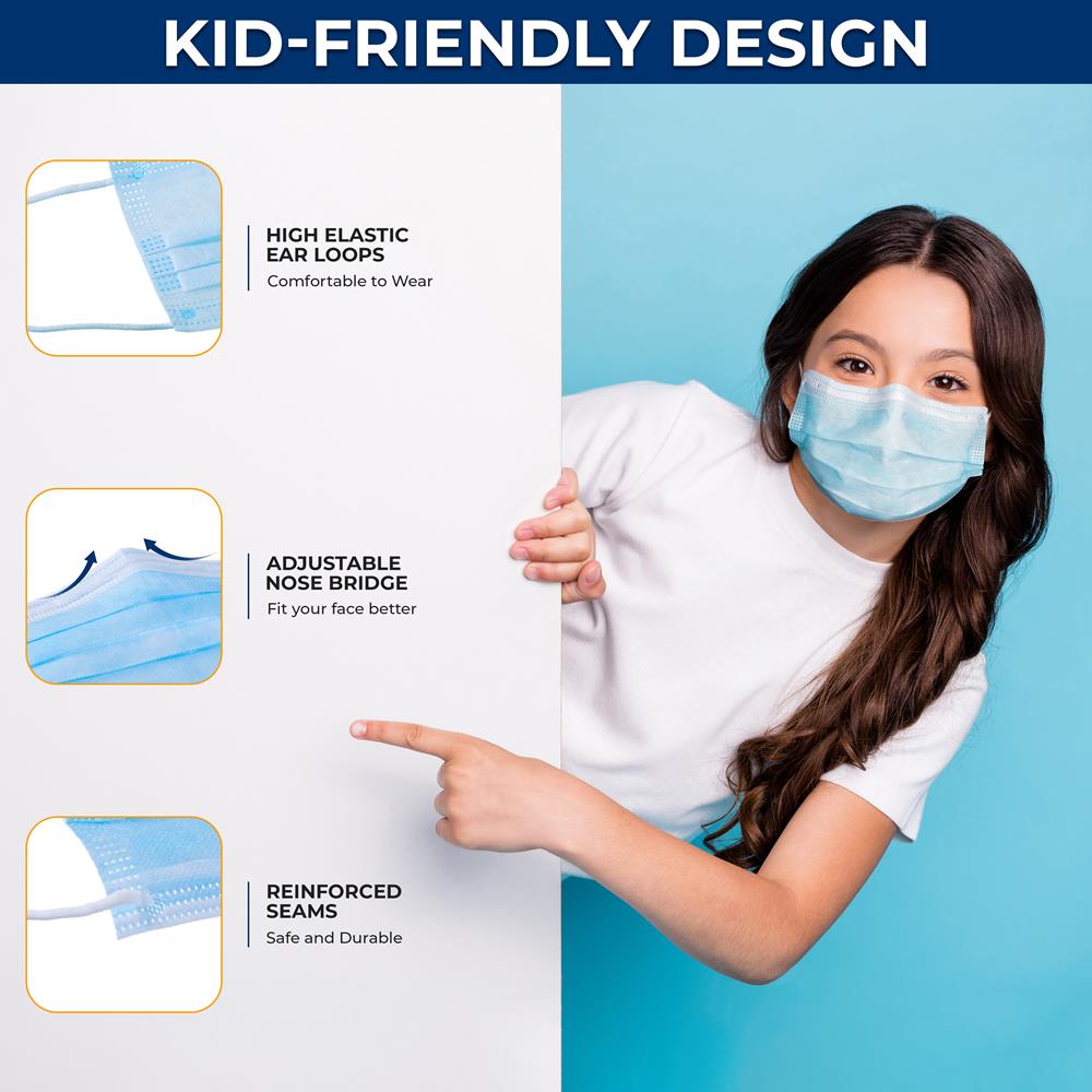 Serenelife Kindermasken 50er Pack blau 3-lagig Einweg