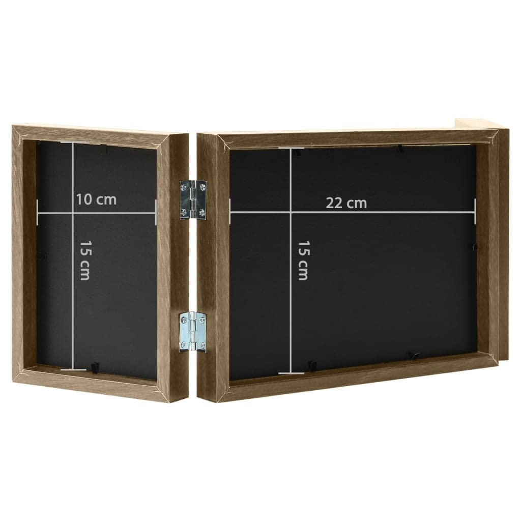 vidaXL Bilderrahmen Triptychon hellbraun 22x15 cm