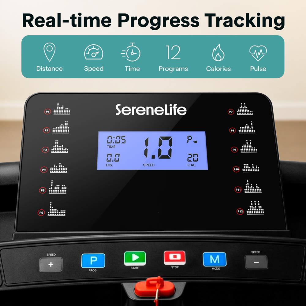 Serenelife Fitness Laufband klappbar Bluetooth 12 Programme
