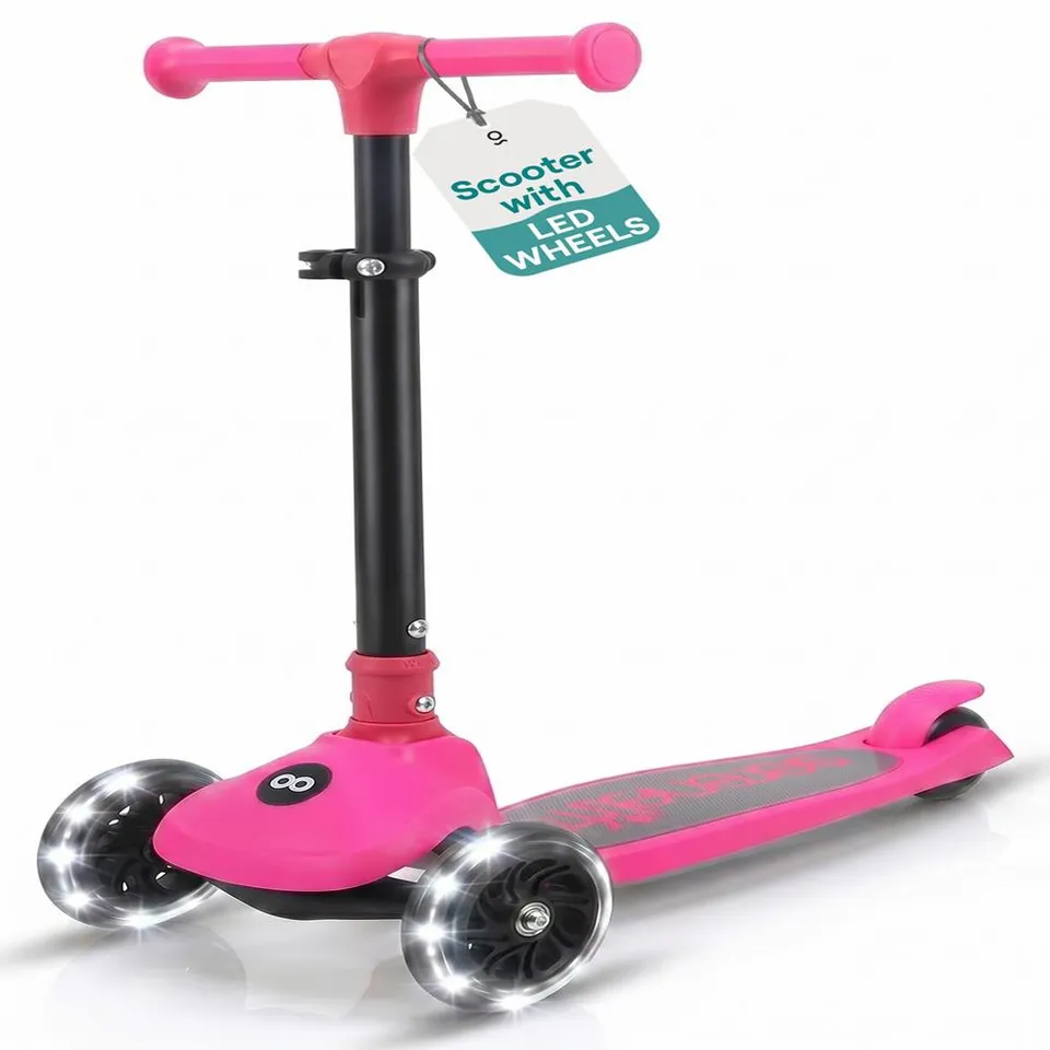 Serenelife Scooters Kinderroller 3 Räder Pink LED