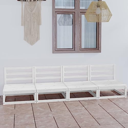 vidaXL Heim & Garten Gartensofa 4-Sitzer Holz Weiß modular