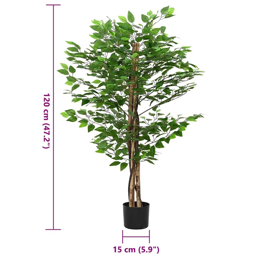 vidaXL Ficusbaum Künstlich 120 cm Grün 788 Blätter Topf