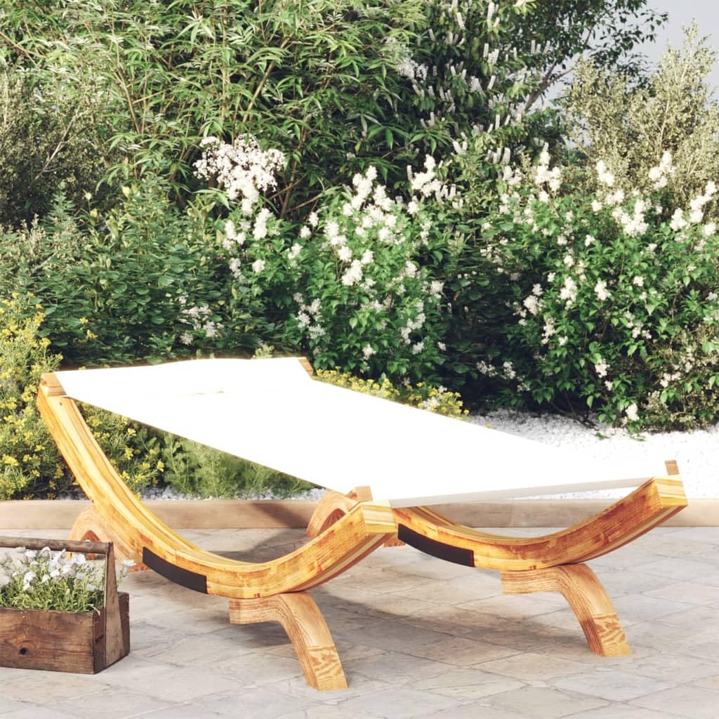 vidaXL Bugholz Loungebett Sonnenliege Creme 100x188,5cm Massivholz