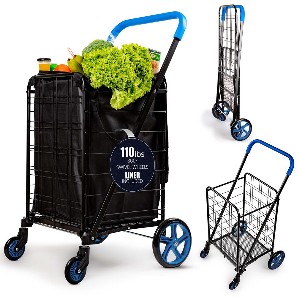 Serenelife Storage Einkaufswagen faltbar 50 kg mit Tasche