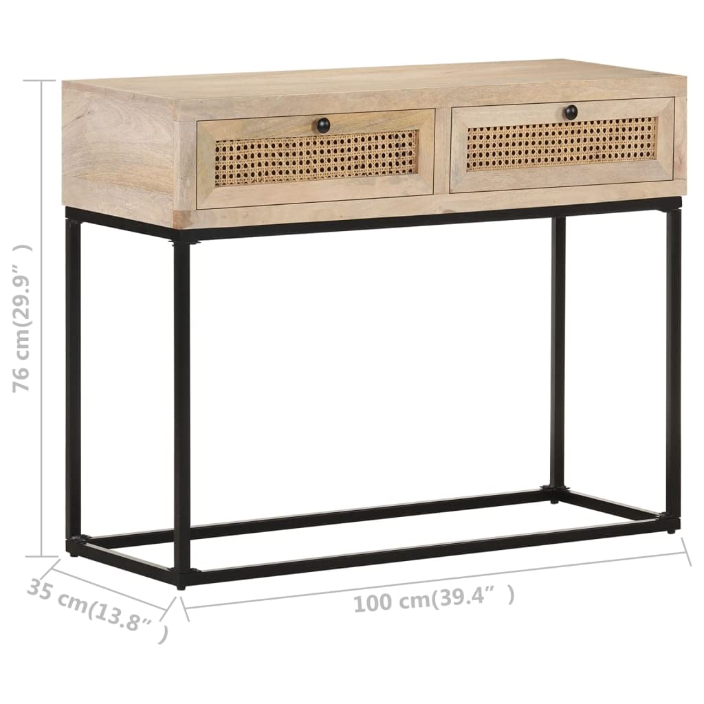 vidaXL Möbel Konsolentisch Mangoholz 100x35x76cm Schubladen
