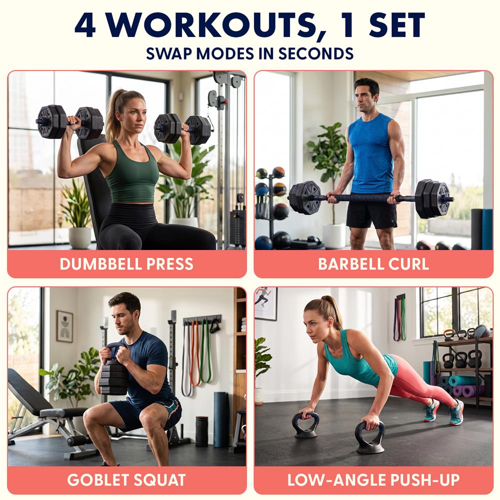 Serenelife Squatz 4-in-1 Hantelset 45 lbs Schwarz Navy