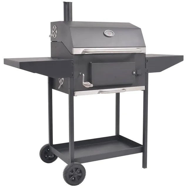 vidaXL Heim & Garten Holzkohlegrill Smoker Schwarz Ablage