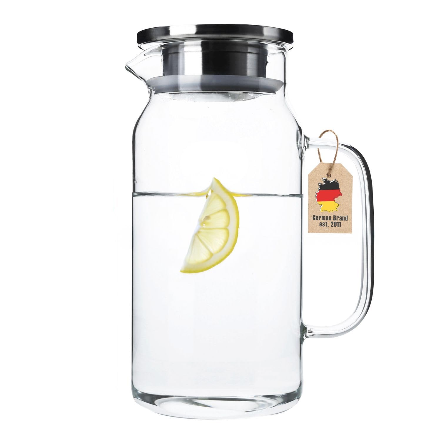 Intirilife Karaffe Klar Krug 1,2l Borosilikatglas mit Deckel