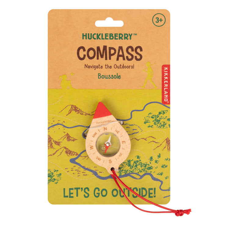 Kikkerland Huckleberry Compass Kompass Holz Kinder