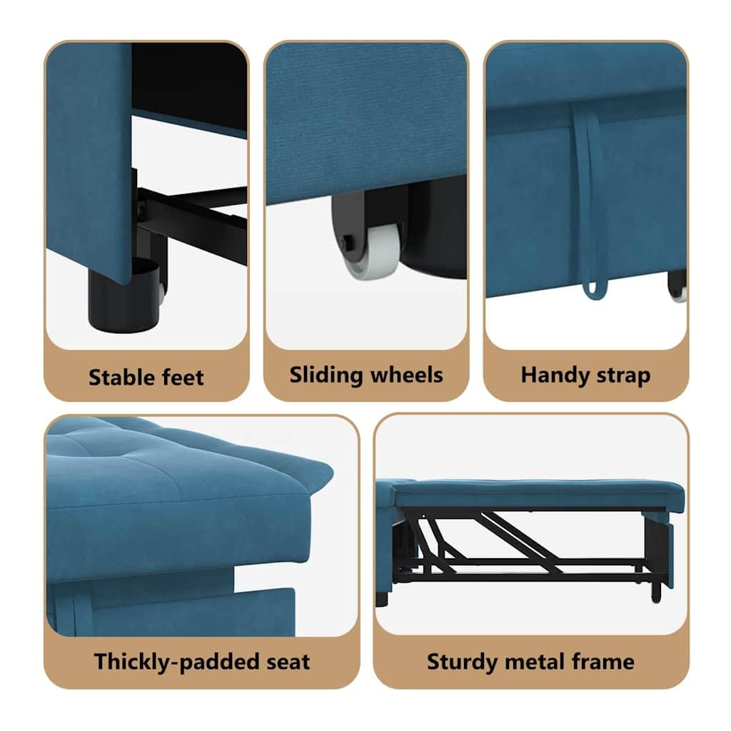 vidaXL Möbel Schlafsofa 194x67x82 Blau Samt ausziehbar