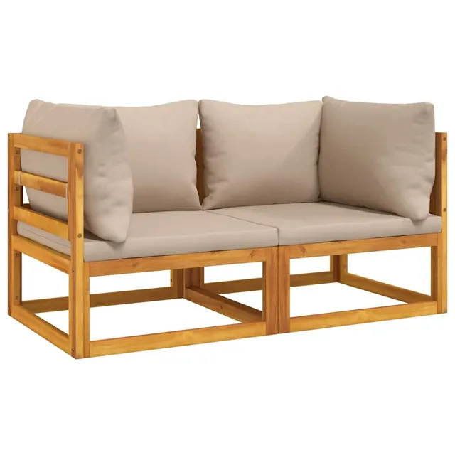 vidaXL Heim & Garten Modular Ecksofa 2Stk Taupe Akazie