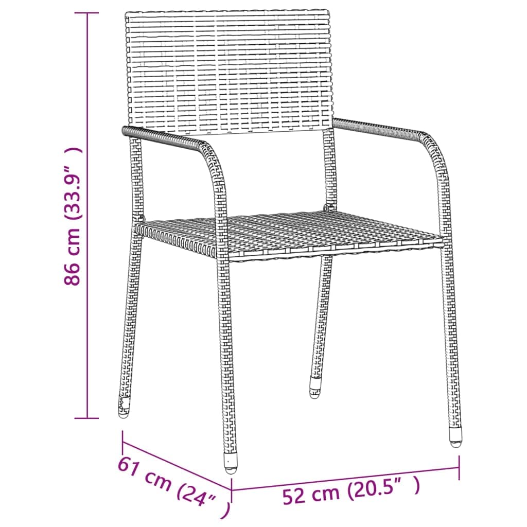 vidaXL Heim & Garten 3-TLG Gartenmöbel Set Rattan Schwarz Akazie
