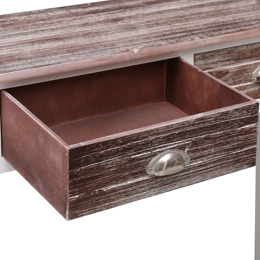 vidaXL Möbel Konsolentisch Braun 90 cm 2 Schubladen Holz