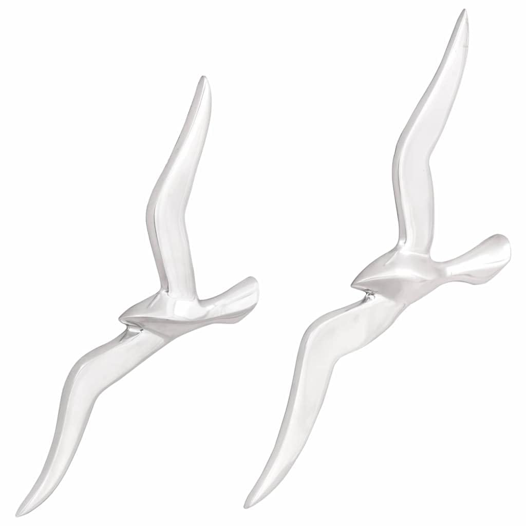 vidaXL Möwe 2 pcs Wandskulptur Silber Aluminium 45 cm