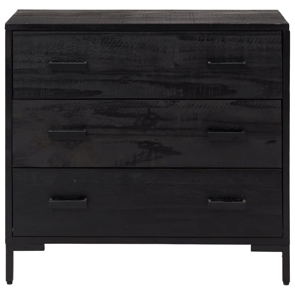 vidaXL Kommode Schwarz 75x35x70 cm Kiefer Massivholz