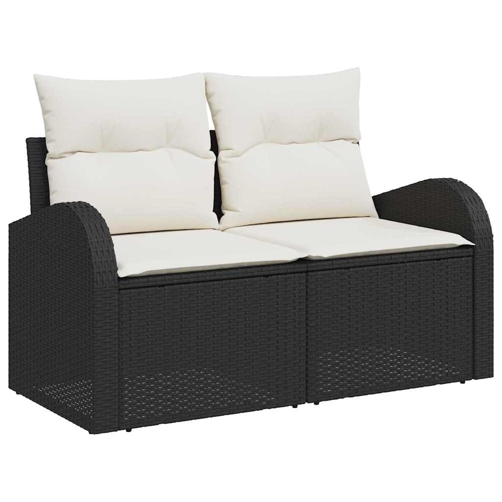vidaXL Heim & Garten Gartensofa-Set 10-tlg Schwarz/Cremeweiß