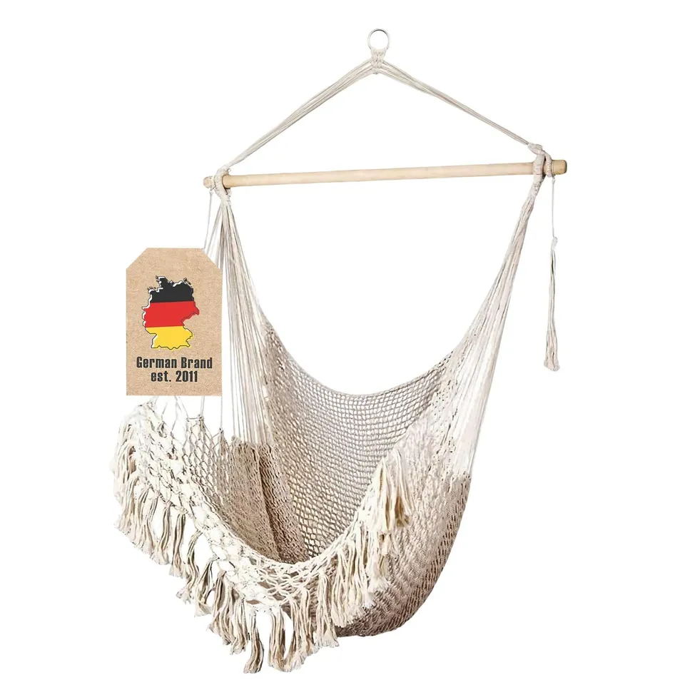 Intirilife Hängesessel Makramee Beige 120x100 Baumwolle Boho