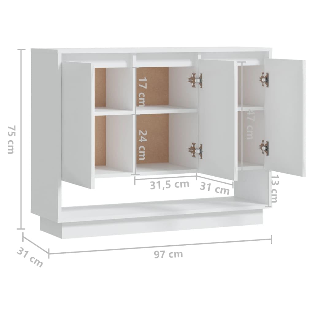vidaXL Möbel Sideboard 3 Türen Weiß 97x31x75cm Holzwerkstoff