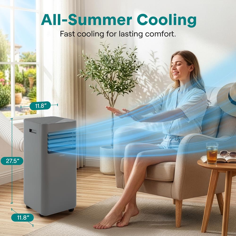 Serenelife Portable AC Klimagerät Grau 8000 BTU Mobil