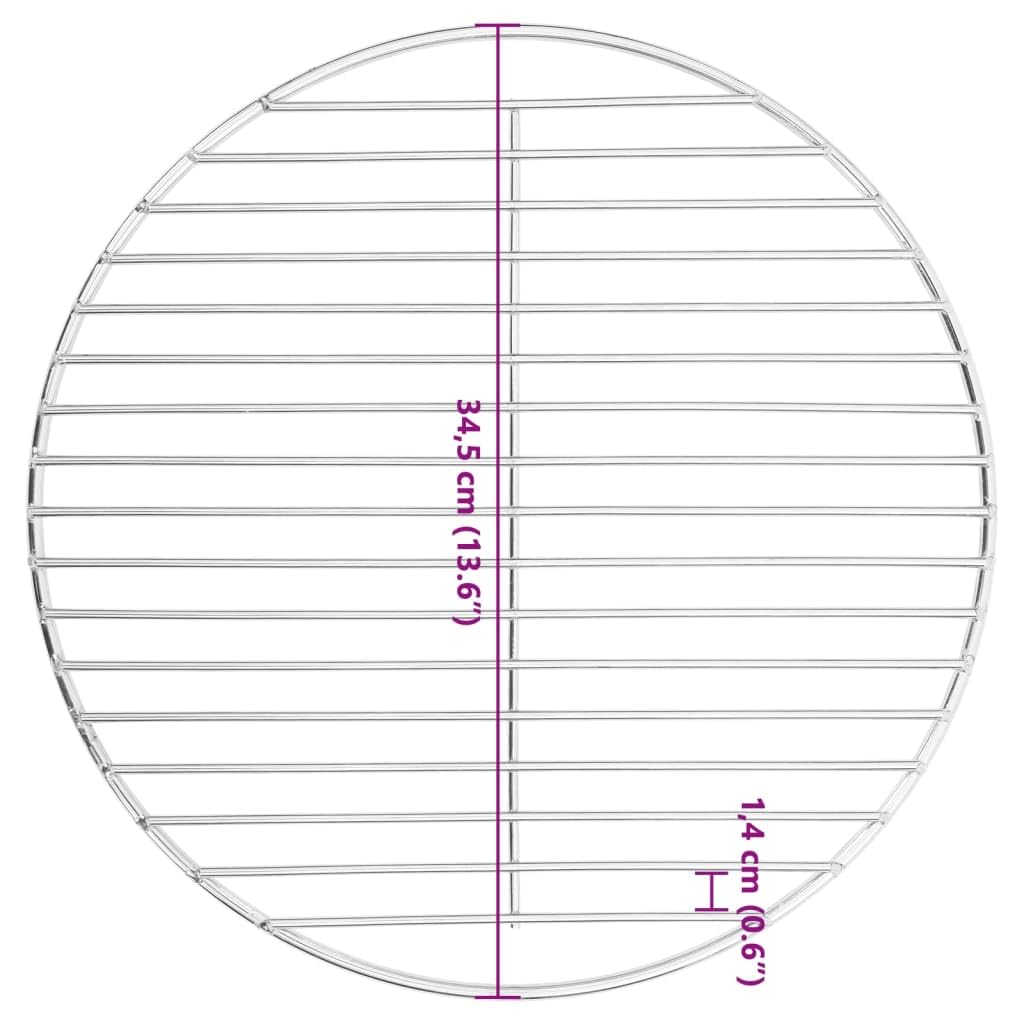 vidaXL BBQ Grillrost rund 34,5 cm Edelstahl 304