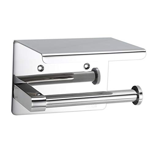 Intirilife Toilettenpapierhalter Ablage Silber Edelstahl 16cm
