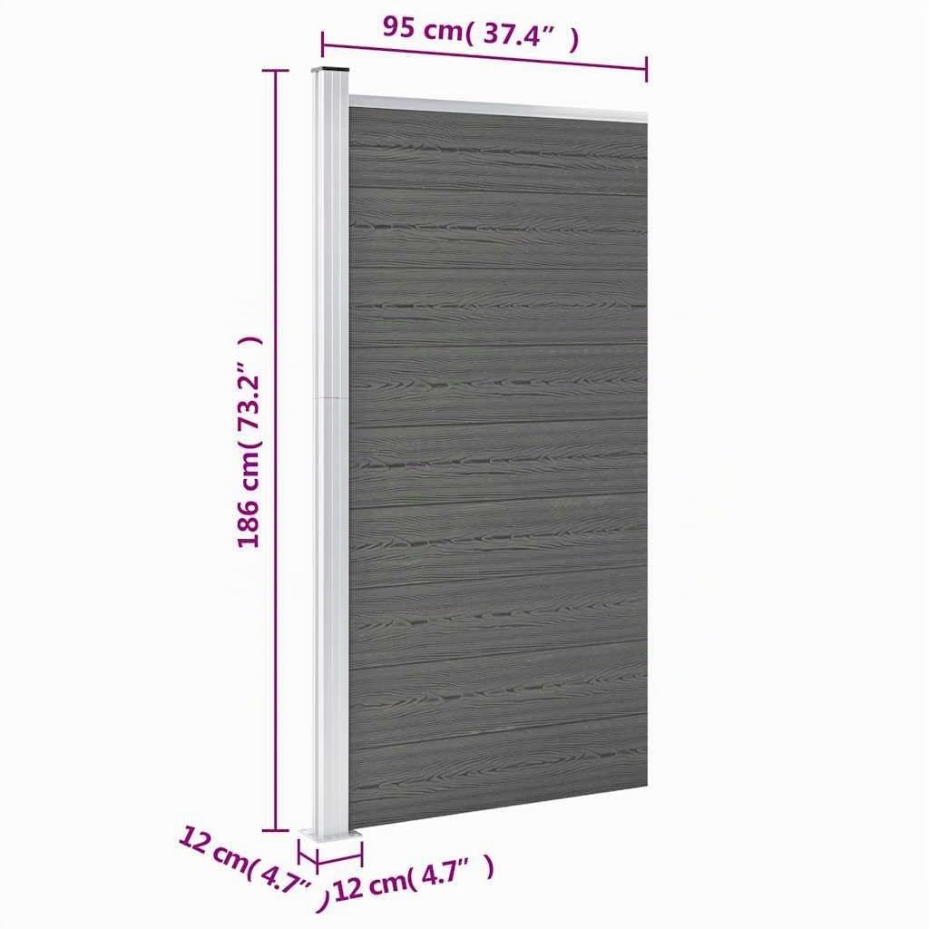 vidaXL Heim & Garten Zaunelement WPC 95x186 cm Grau Steck