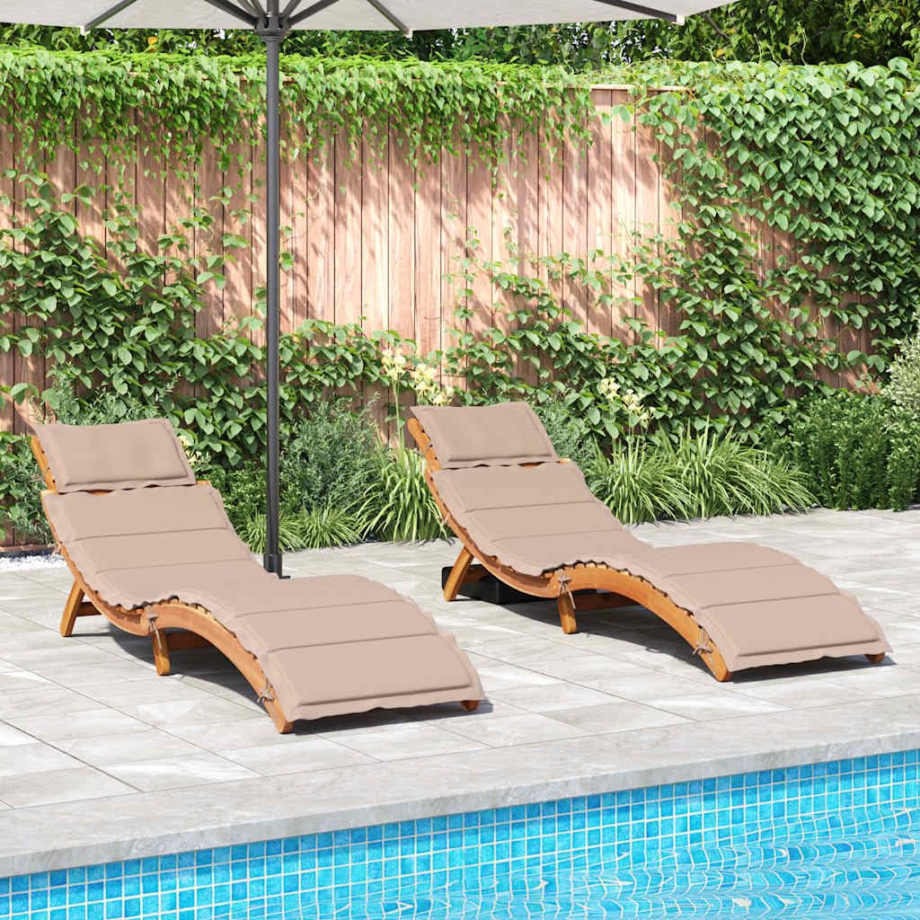 vidaXL Heim & Garten 2x Sonnenliege Taupe Akazie 184 cm