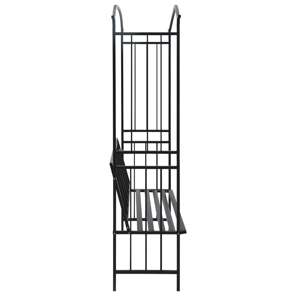 vidaXL Rosenbogen mit Bank Gartenbogen Eisen Schwarz 128 cm