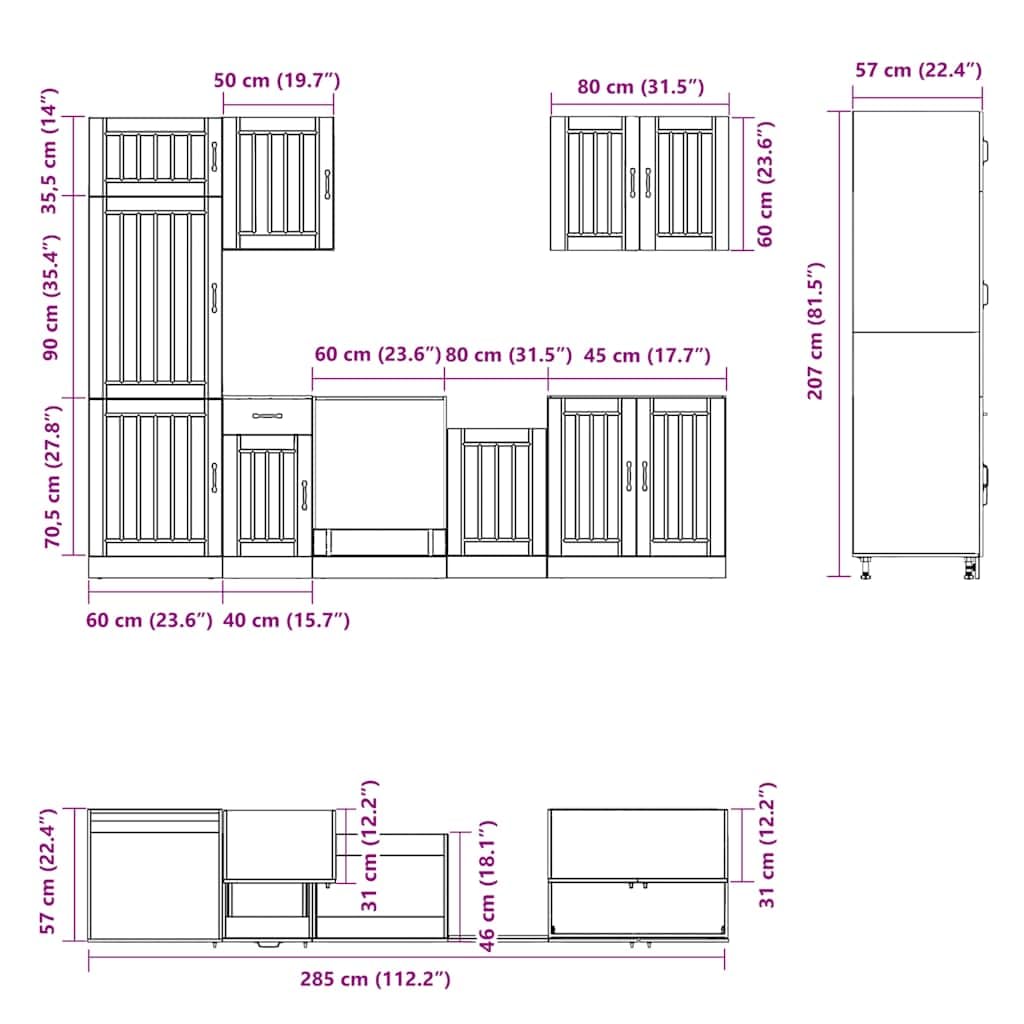 vidaXL Möbel Küchenschrank-Set Lucca 7-tlg. Weiß