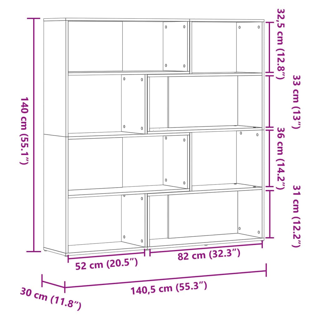 vidaXL Möbel Eck-Bücherregal 4 Etagen Weiß 85x85x140 cm