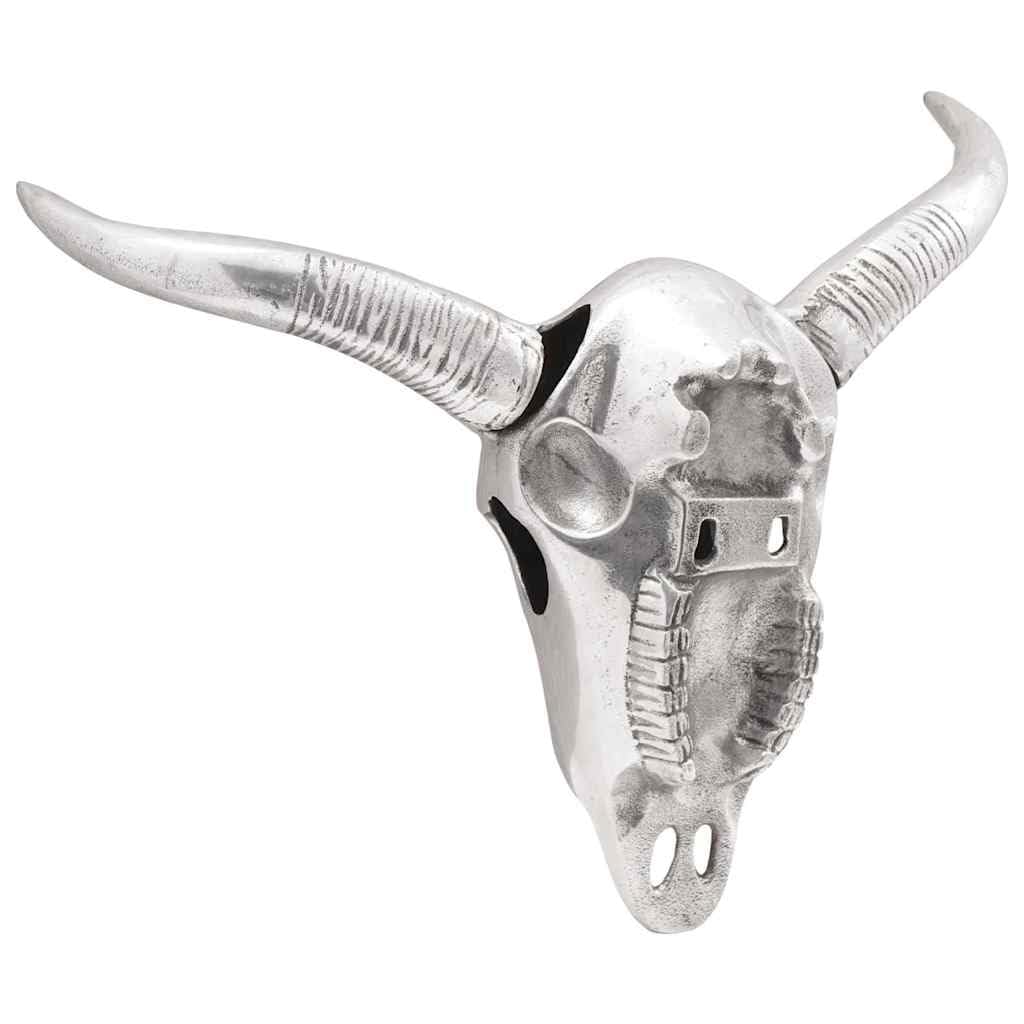 vidaXL Bullenschädel Wandskulptur Silber Aluminium 49 cm
