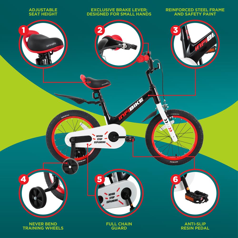 Serenelife Bicycle 16" Kinderfahrrad 16 Zoll mit Stützrädern