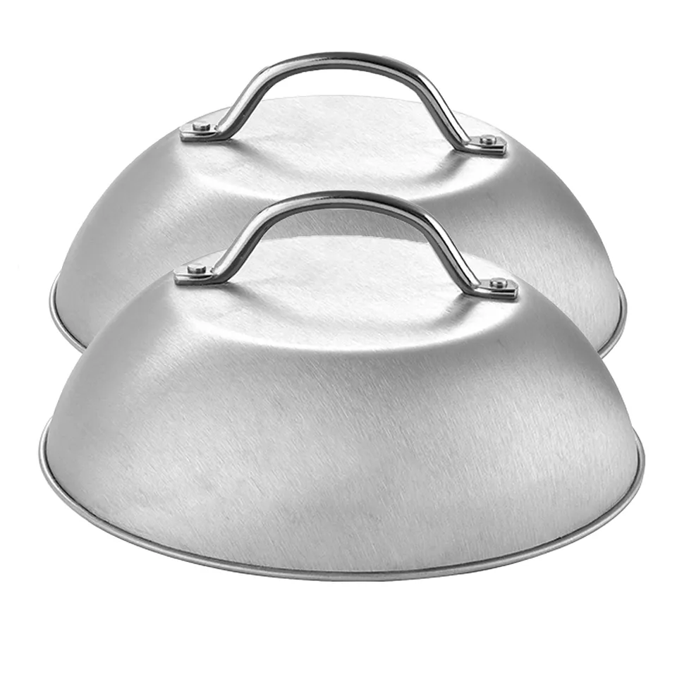 Intirilife Schmelzglocke Edelstahl 2er 22,5 cm Burger Grill Haube