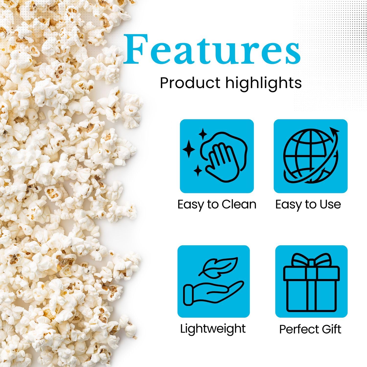 Intirilife Popcorn Maker Silikon Schüssel Blau faltbar ohne Öl