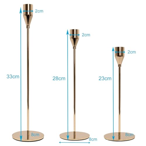 Intirilife Kerzenständer 3er Set Roségold Metall Stabkerzen