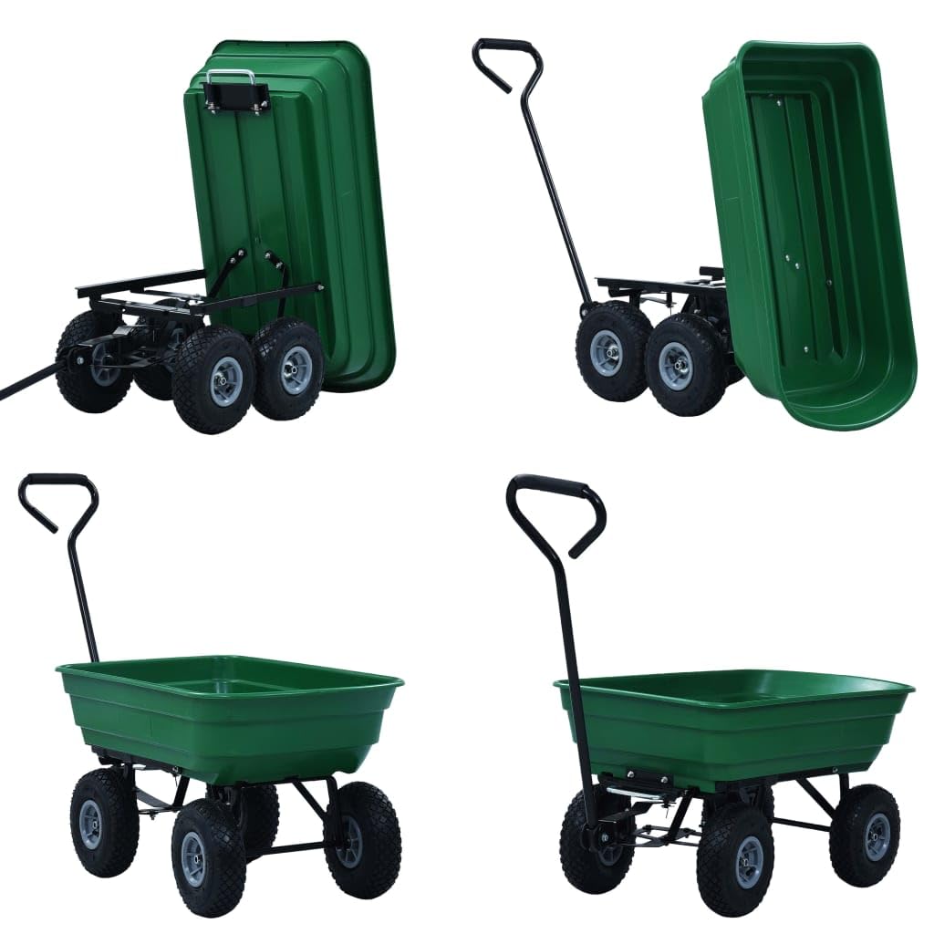 vidaXL Garten-Kippwagen 75 L Handwagen Grün 300 kg