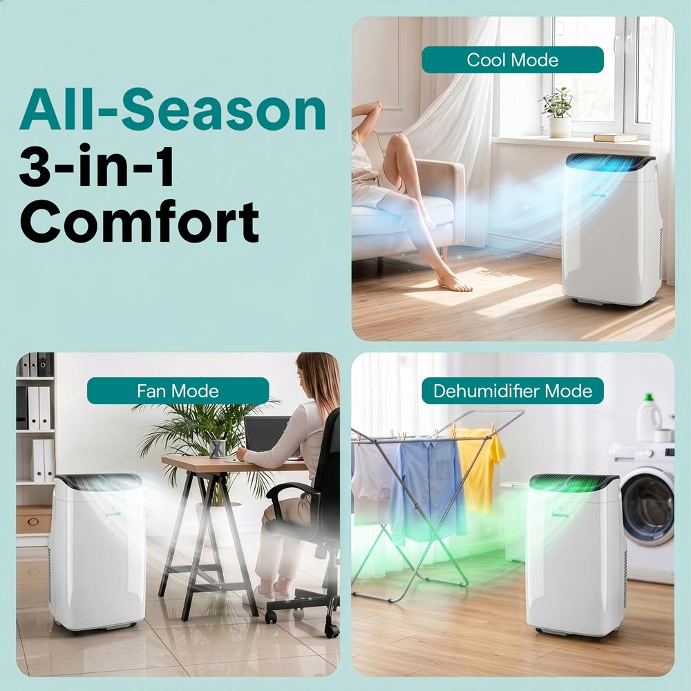 Serenelife Portable AC 10000 BTU Klimagerät Grau mit WLAN