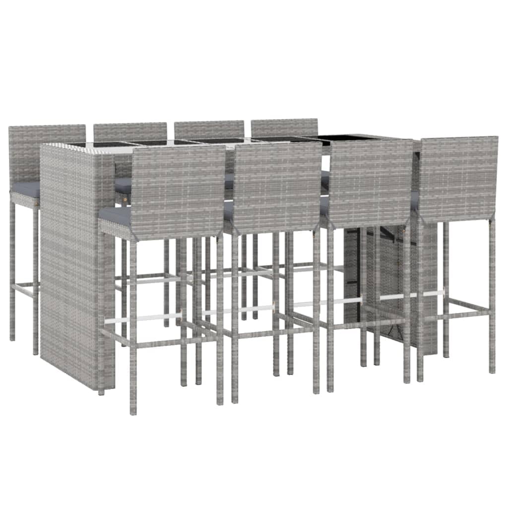 vidaXL Heim & Garten 9-tlg. Gartenbar-Set schwarz mit Kissen
